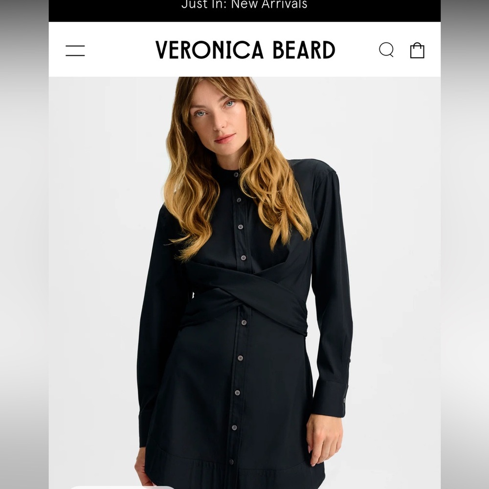 Veronica Beard Navy Roanoke Shirtdress Button-Down Dress